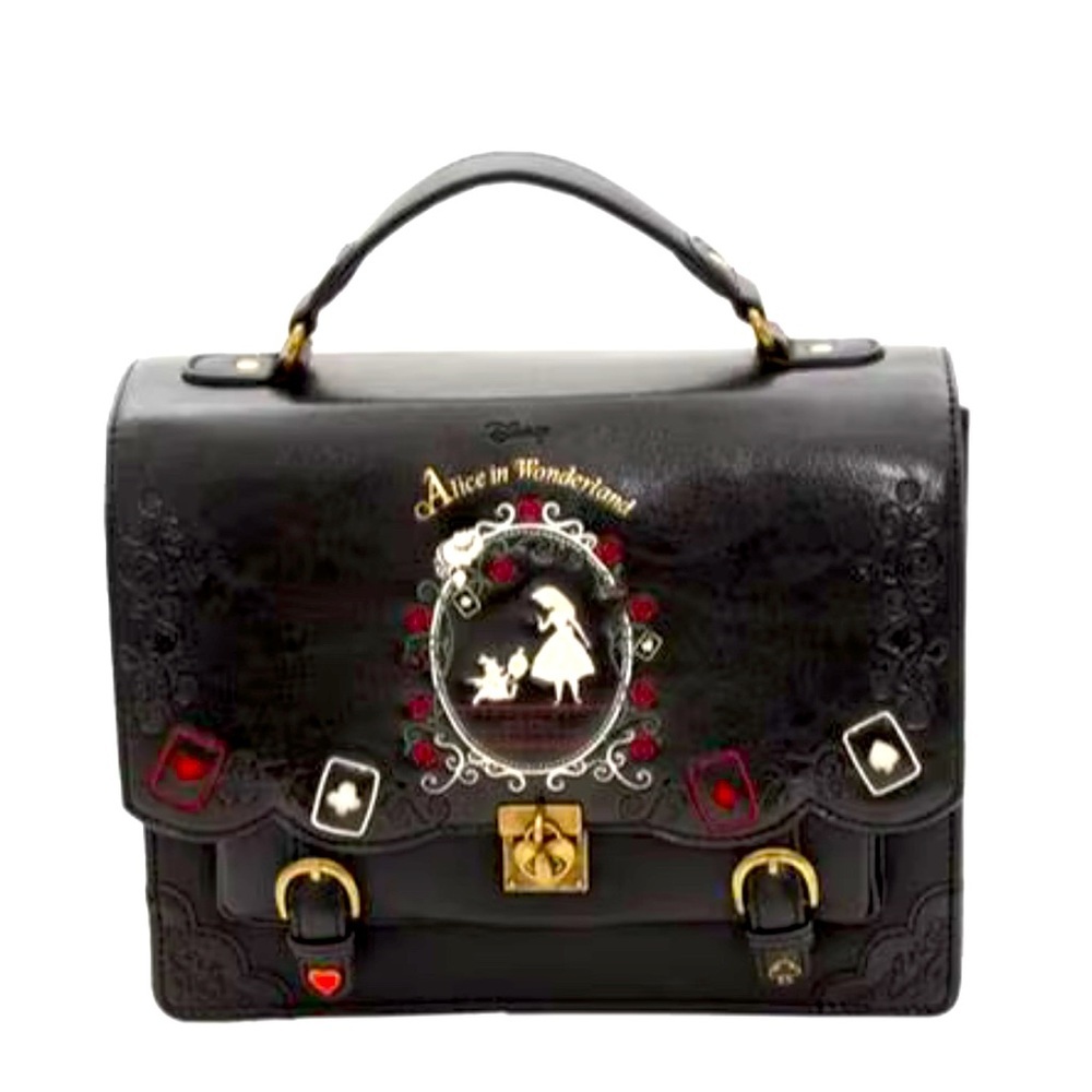 Vintage Playing Cards Silhouette painting Alice In Wonderland Shoulder Bag NWT​